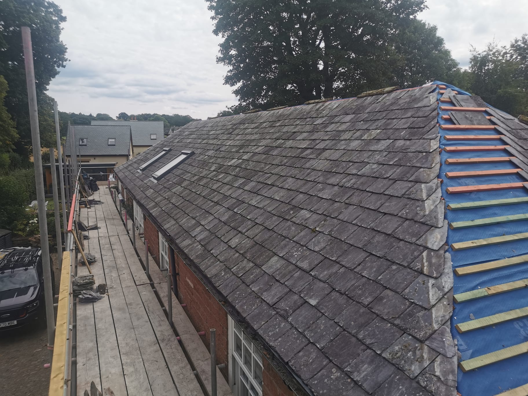 Image showing a slate roof during the installation process